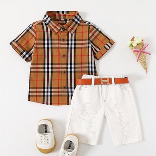 Set quần áo sơ mi thời trang trẻ em kiểu Burberry bộ cho bé trai 3 - 7 tuổi (size100-130)