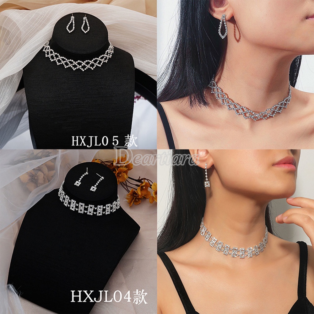 Vòng cổ mặt hoa đính kim cương giả lấp lánh