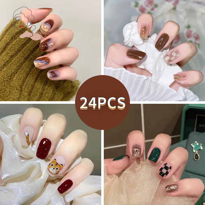 Bộ 24 Móng Tay Giả Trang Trí Xinh Xắn