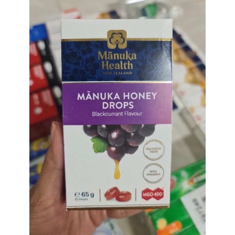 Kẹo Ngậm Mật Ong Manuka Honey Drops Lemon Flavour Vị Chanh, Vị Nho MGO 400+ -65g-15 Viên