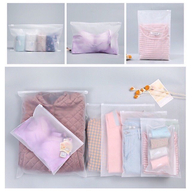 【CÓ SẴN】Túi ZIP Lụa Mờ Khóa Kéo Đựng Đồ Cao Cấp Để Quần Áo Giày Dép Những Vật Dụng Cần Thiết Có Đủ Size Đa Năng