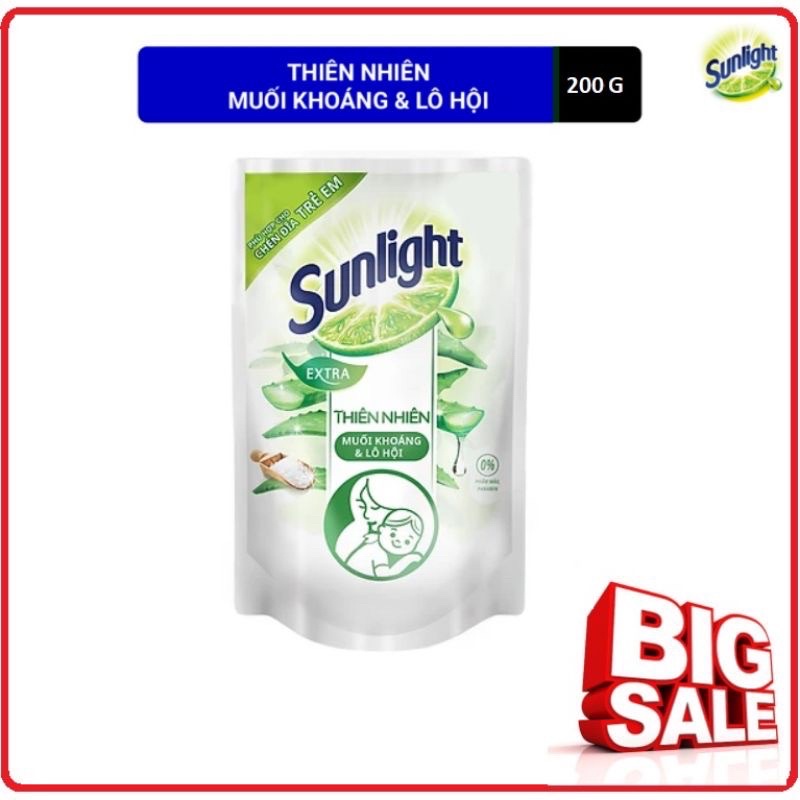 CHẤT LƯỢNGNƯỚC RỬA CHÉN SUNLIGHT THIÊN NHIÊN MUỐI KHOÁNG &amp; LÔ HỘI 200gr