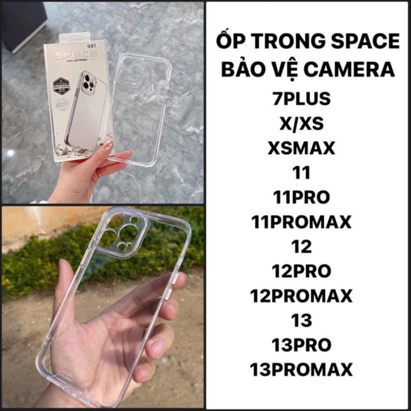 Ốp Lưng Cứng Trong Suốt Space Chống Ố Chống Sốc Full Box Cao Cấp