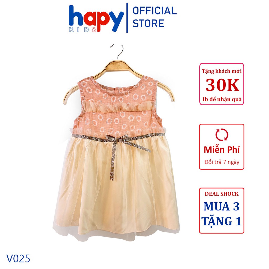 Váy Bé Gái, Đầm Bé Gái Hoa Công Chúa 2 Lớp Cho Bé Từ 7-20kg Hapykids V025