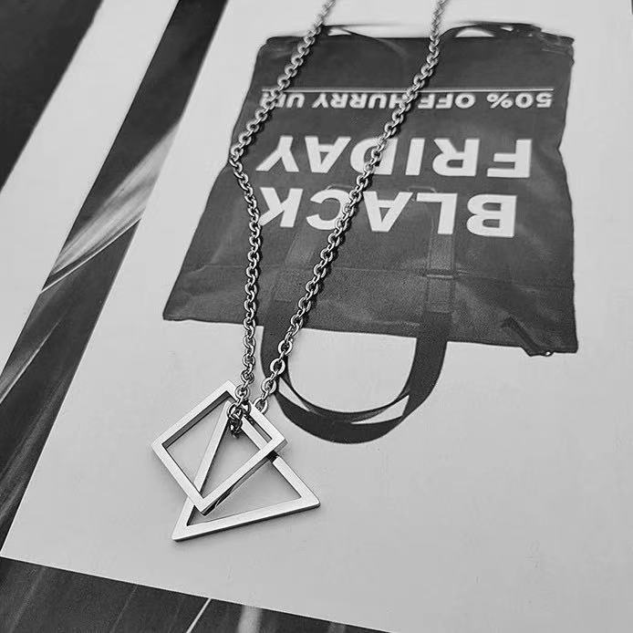 Dây Chuyền Dài Mặt Hình Tam Giác / Vuông Phong Cách Hip Hop Unisex