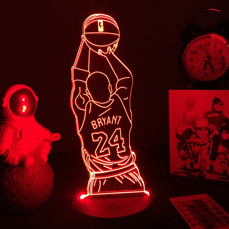 Đèn Ngủ Led Hình Cầu Thủ Bóng Rổ Kobe Bean Bryant NBA Có Thể Thay Đổi Màu Sắc Kèm Phụ Kiện