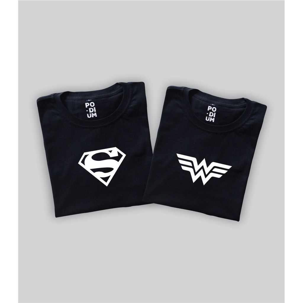 Áo Thun Tay Ngắn In Logo Superman Wonder Woman Cho Cặp Đôi