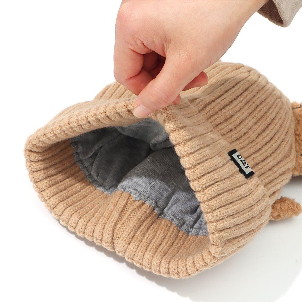 Mũ Beanie Tai Gấu Mềm Màu Trơn Dễ Thương