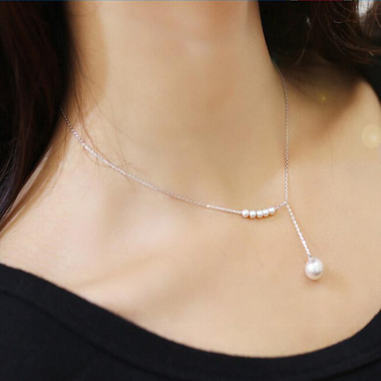 Dây chuyền nữ mặt chữ Y đính ngọc thời trang kèm 5 hạt nhỏ C014