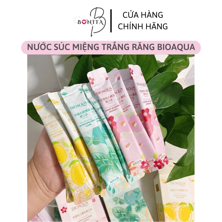 Nước súc miệng 20 gói trắng răng Bioaqua giảm tình trạng ố vàng khỏe nứa lợi giảm hôi miệng Nội địa trung NSM1 G137