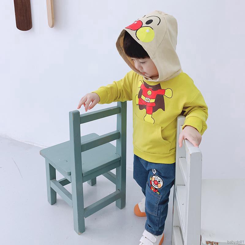 Set áo nỉ dài tay có mũ + Quần jeans dài đáng yêu cho bé trai