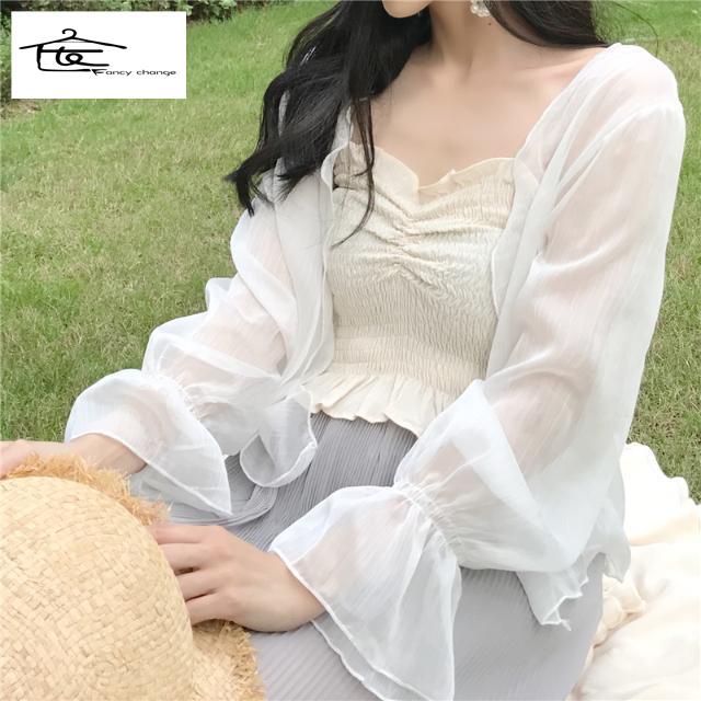 Hàng Có Sẵn Bán Chạy~Áo Khoác Cardigan Bằng Lụa Lạnh Mỏng Phong Cách Phương Tây Thời Trang Mùa Hè Dễ Phối Đồ Cho Nữ