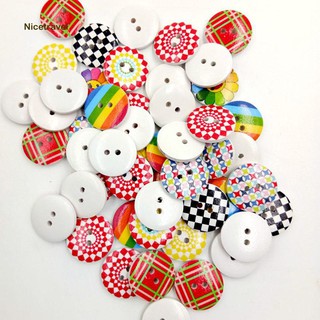 Set 100 cúc áo gỗ có họa tiết in đa dụng