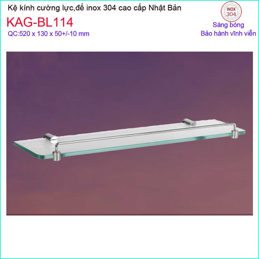 Kệ kính nhà tắm Inox 304 Nhật Bản, Kệ kiếng cường lực-kệ gương Inox Kace