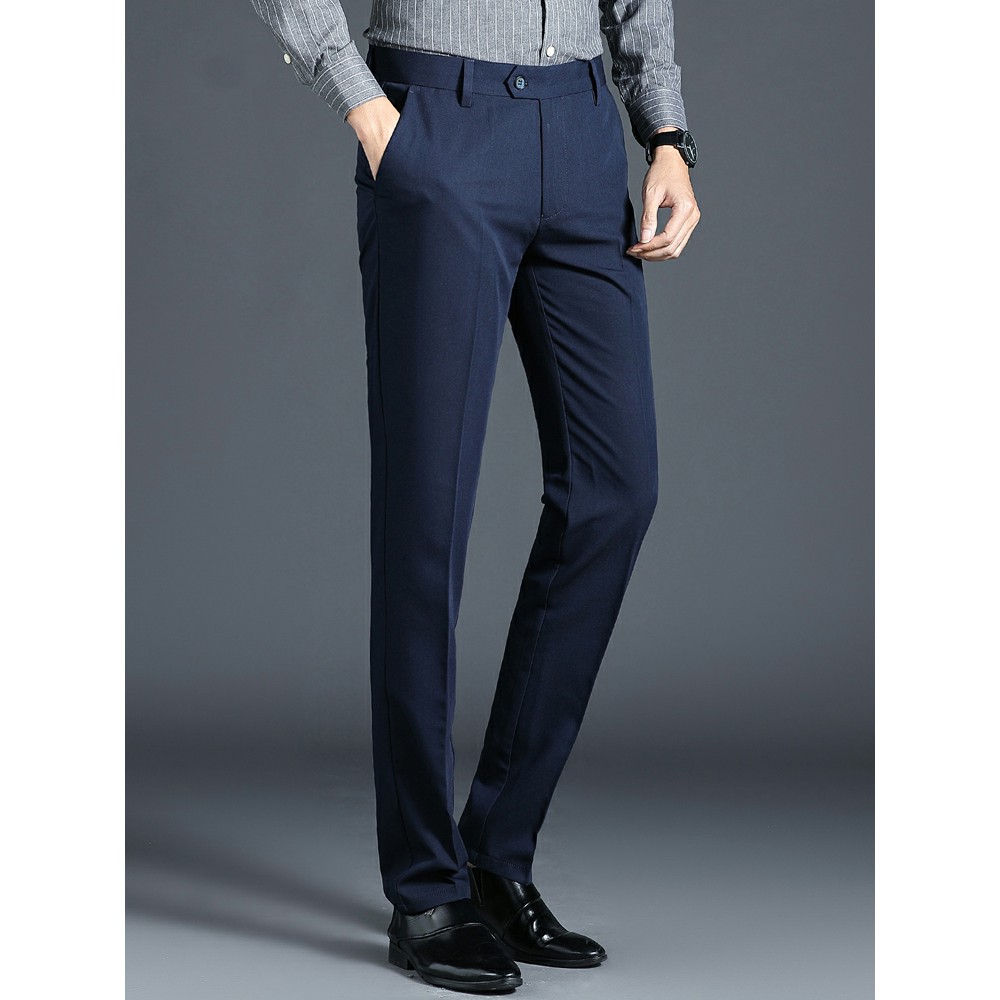 Quần tây nam vải co giãn ống côn trơn ĐẲNG CẤP thời trang nam không nhăn xù bai nhão | BigBuy360 - bigbuy360.vn