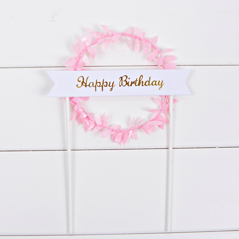 Vòng Lá Xanh Nhân Tạo Trang Trí Bánh Kem Sinh Nhật