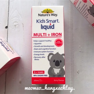 Siro vitamin tổng hơp và sắt cho bé 200ml Úc / Nature's Way Kid Smart Liquid Multi + Iron 200 ml