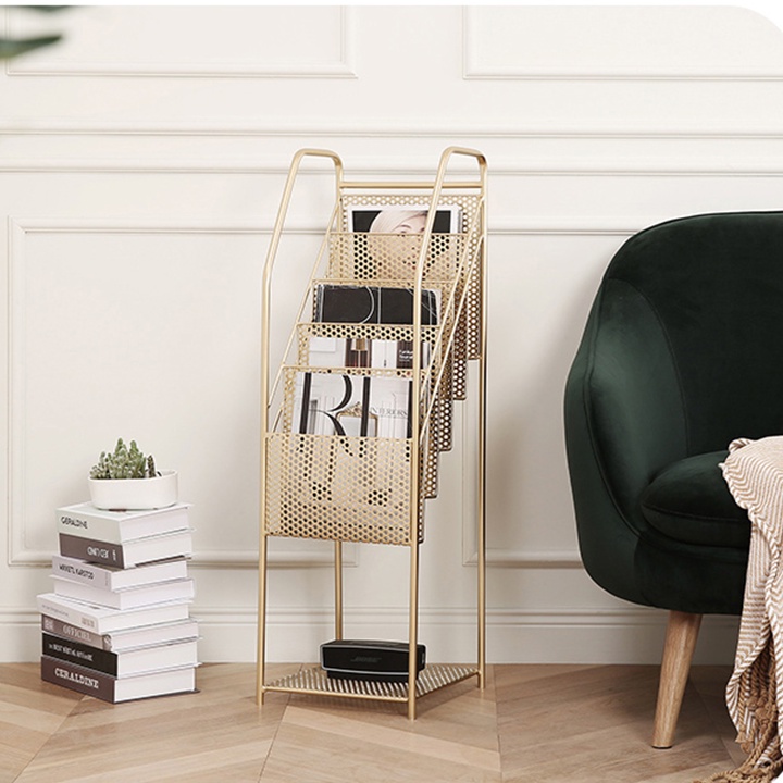 Kệ để sách , báo tạp chí trưng bày đa năng , Gía để sách báo 5tầng bằng kim loại cao cấp
