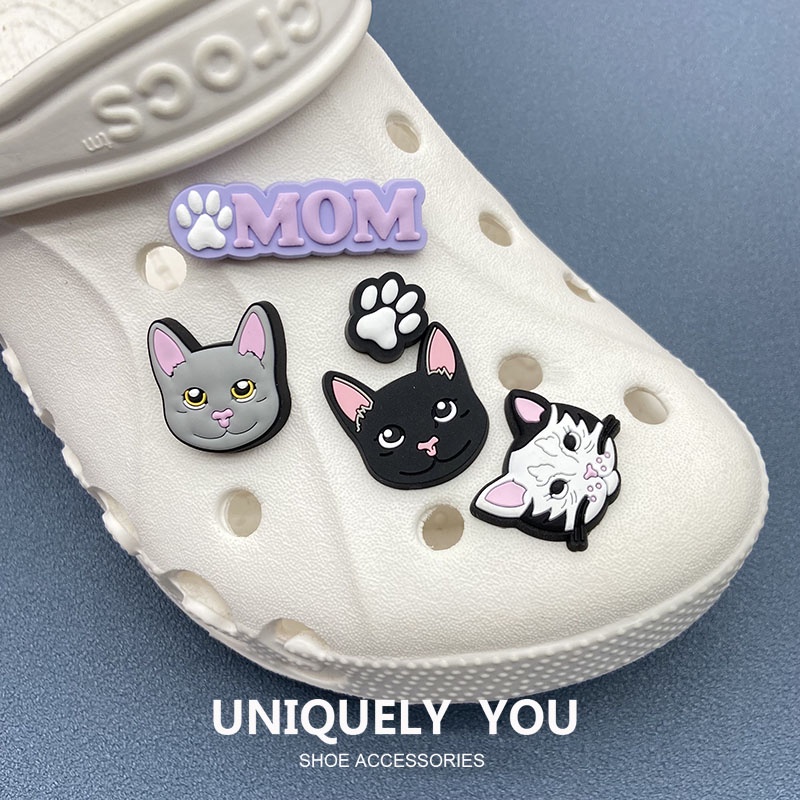 Phụ Kiện Khóa Giày crocs / jibbitz charms Họa Tiết Mèo Hoạt Hình Thời Trang