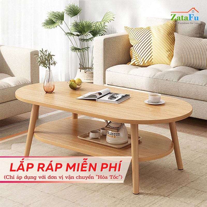 Bàn Trà Sofa Phòng Khách 2 Tầng Chân Gỗ Hiện Đại BSF-07