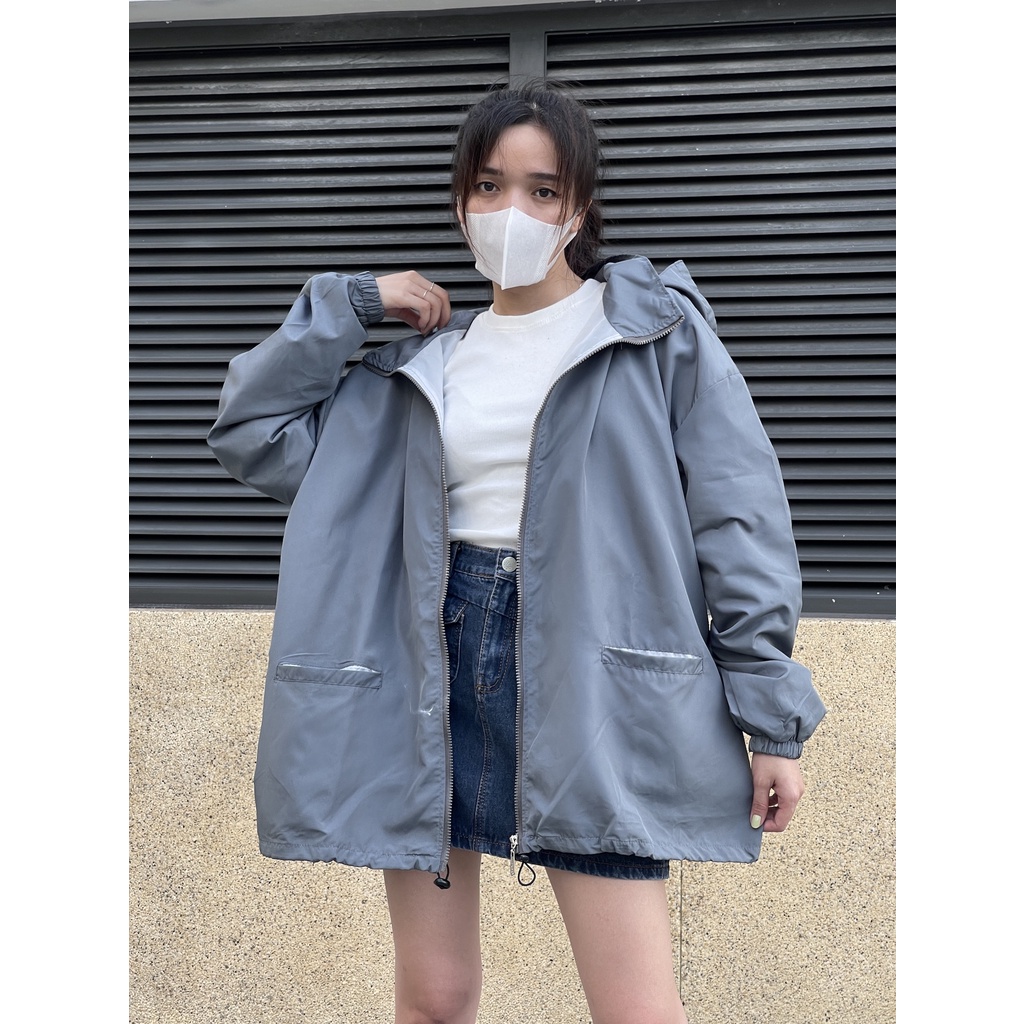 Áo khoác Jacket Trơn form rộng vải dù 2 lớp unisex nam nữ