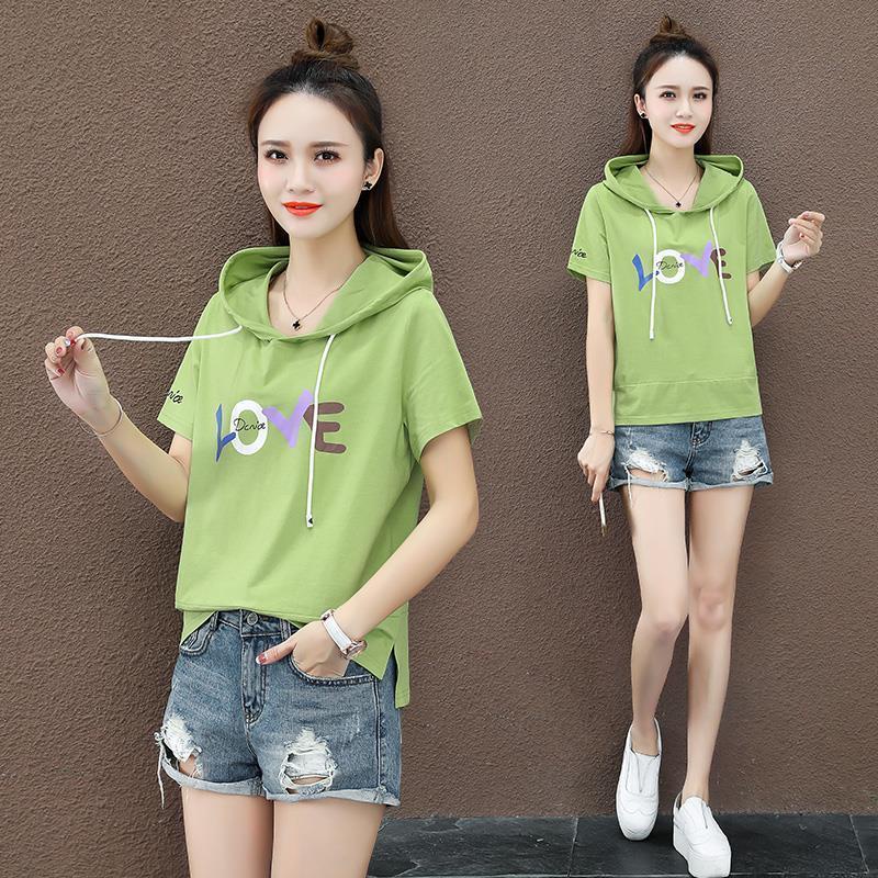 Áo Hoodie Mỏng Tay Ngắn In Chữ Thời Trang Mùa Hè