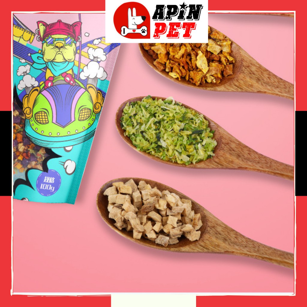 Snack Thức Ăn Hạt Rau Củ Cho Chó Poodle Corgi Hỗn Hợp 5 Loại Trái Cây Thơm Ngon Gói 100g-Shop Apinpet