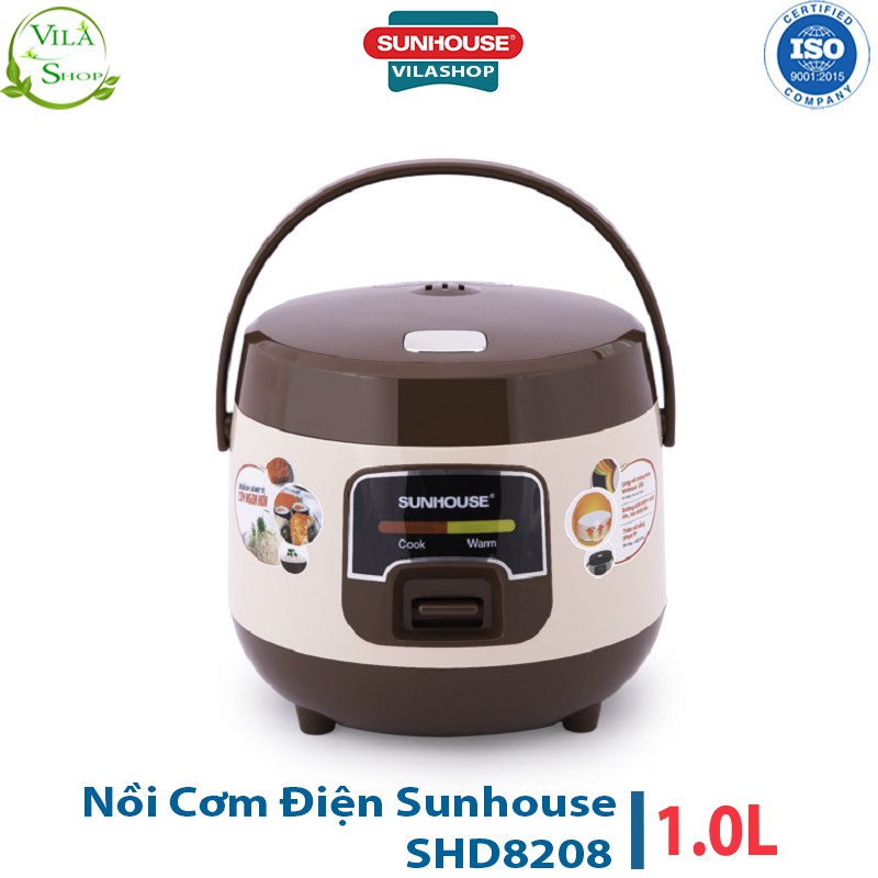 Nồi Cơm Điện, Nồi Cơm Đa Năng Sunhouse SHD8608C 1L - Thiết Kế Đơn Giản Màu Cà Phê Ấn Tượng Đẹp Mắt