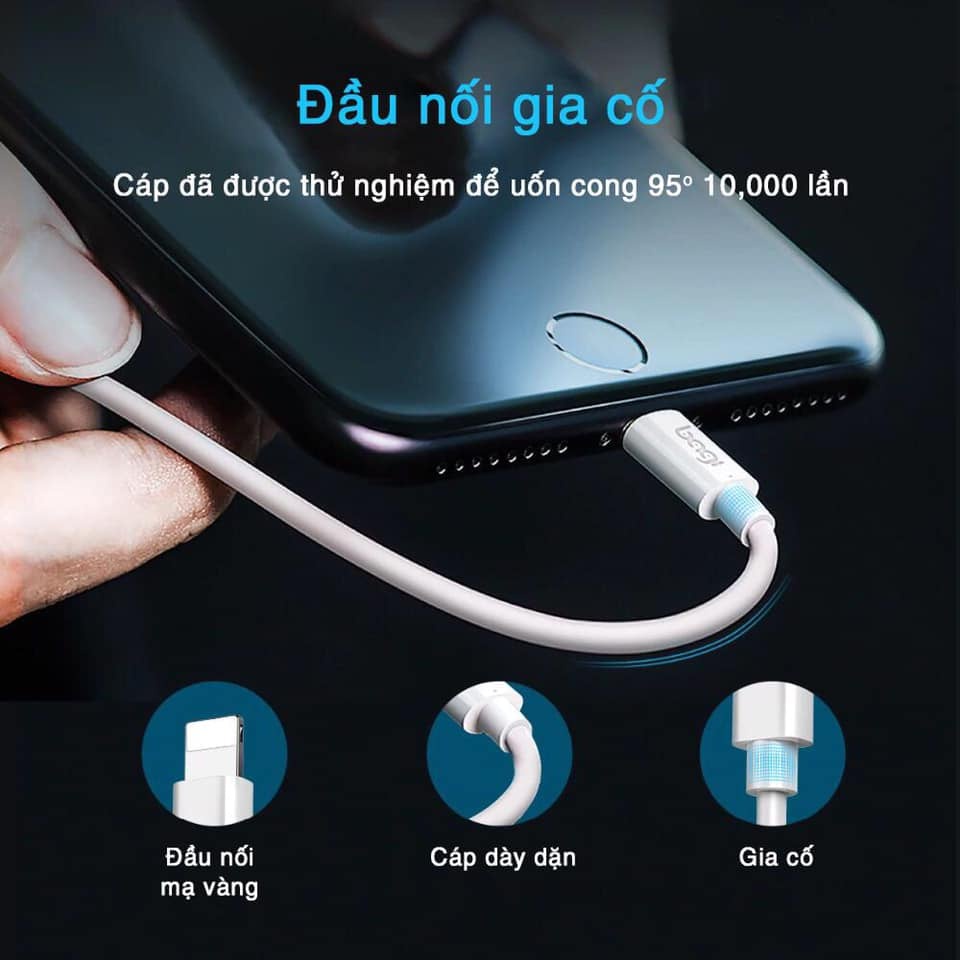 Combo củ sạc 2 cổng Hoco C39 + Dây cáp sạc iphone Bagi