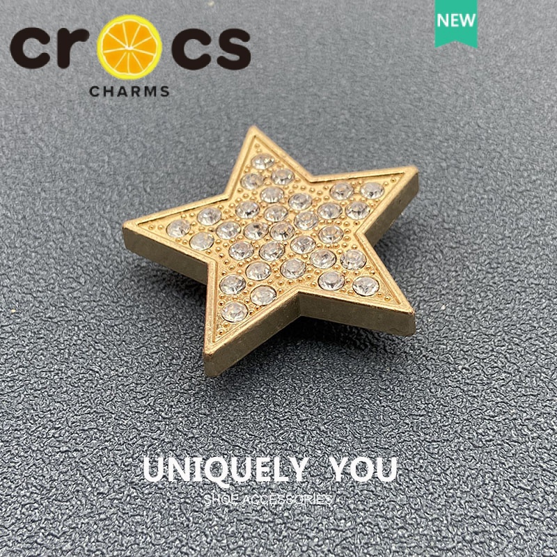 Khóa Kim Loại Hình Ngôi Sao Năm Cánh Đính Đá Trang Trí Giày Crocs jibbitz