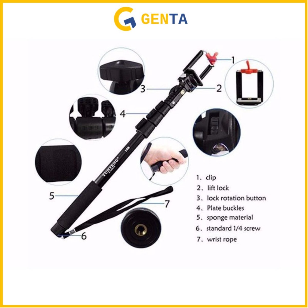 Gậy Tự Sướng bluetooth 🔴FREESHIP🔴 Khi Nhập [SELFIL] Combo Gậy Chụp Ảnh YUNFENG 1288 + Nút Bluetooth + Đầu kẹp cao cấp