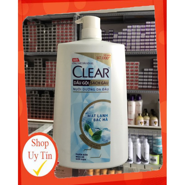 [FREE SHIP] Dầu gội trị gàu Clear mát lạnh bạc hà (chai lớn) - 1kg4 - mã 0833