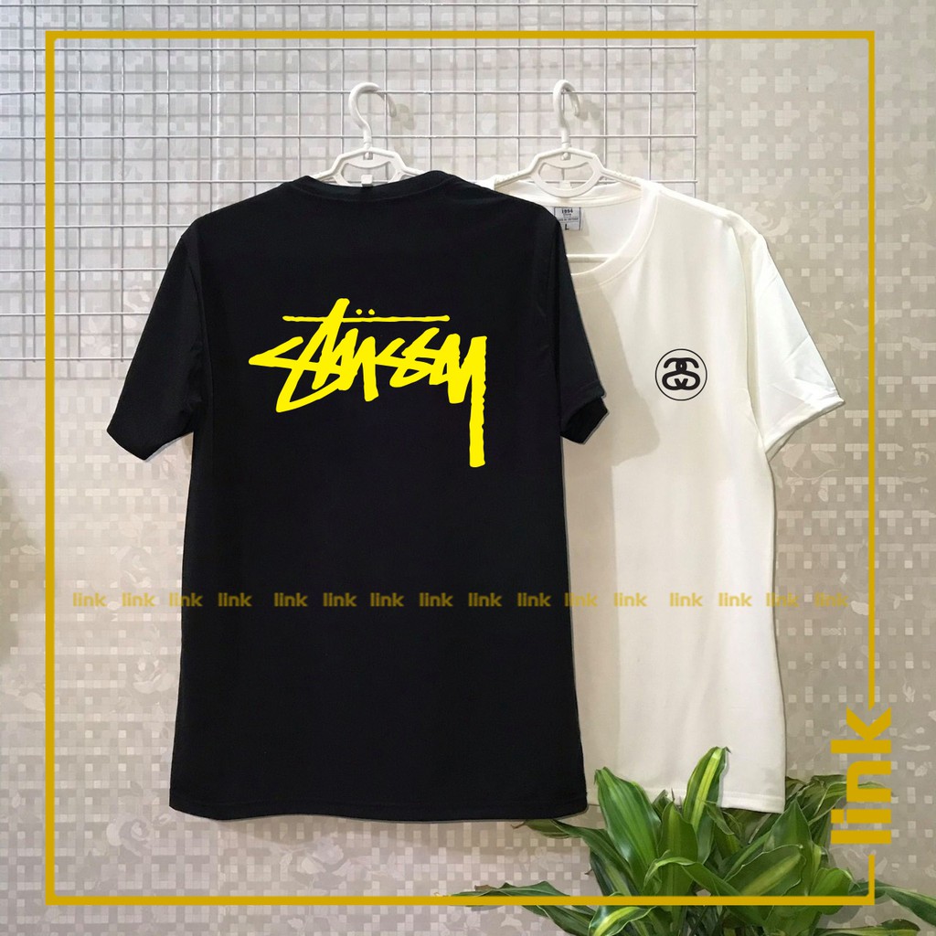 Áo thun tay lỡ stussy logo chữ đủ màu form rộng unisex