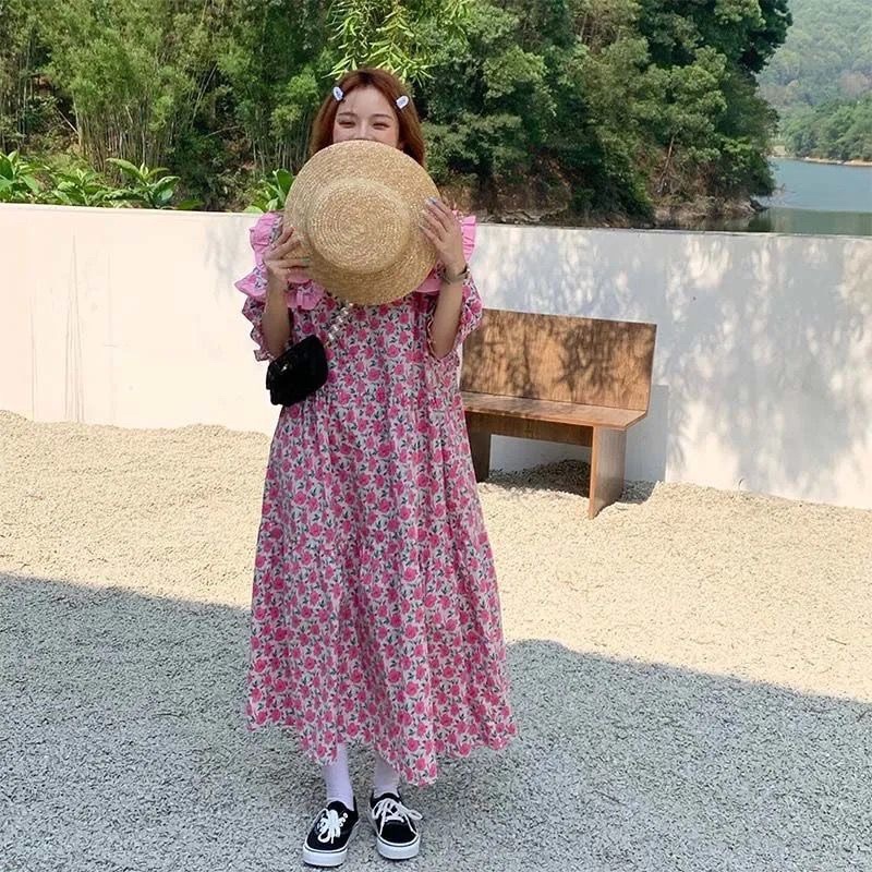 Váy Hoa Nhí Cổ Bèo Tay Bồng