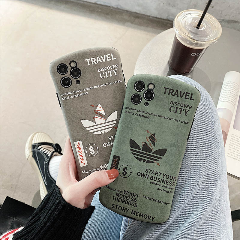 Luxury Adidas Shockproof Leather Case iPhone 12 Mini 12 Pro Max 11 Pro Max Xs Max X Xr 7 8 Plus Soft Cover