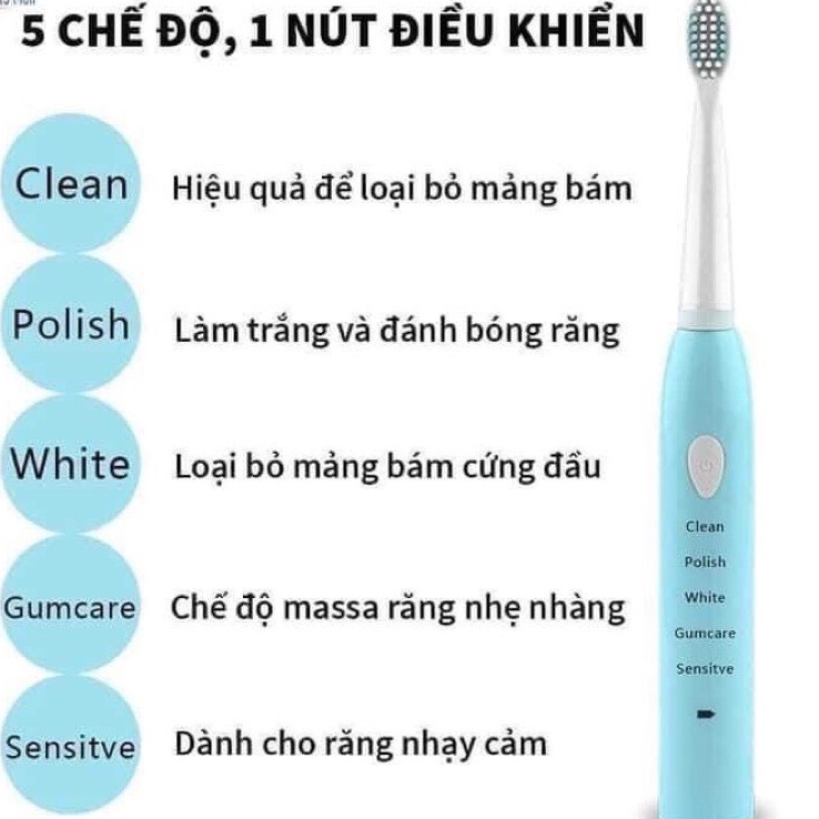 Bàn Chải Điện Đánh Răng ELECTRIC TOOTHBRUSH - Bàn Chải Đánh Răng Tự Động 5 Cấp Độ