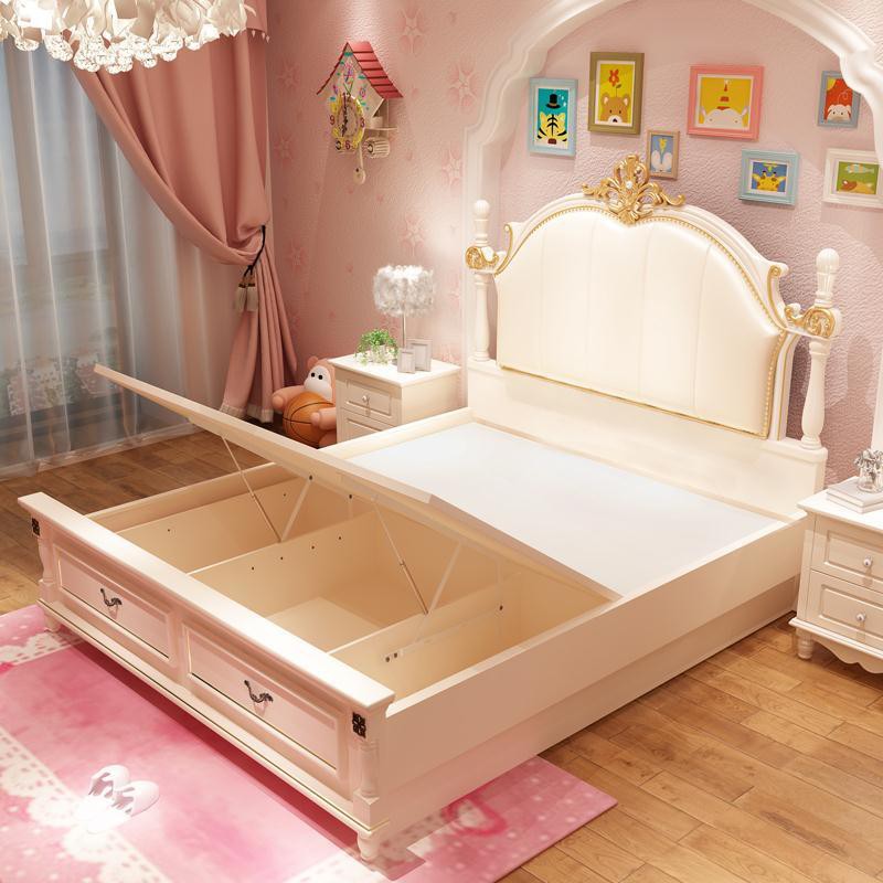 Giường ngủ bé gái phong cách Mỹ công chúa kiểu châu Âu 1.5 phòng kết hợp bộ nội thất
