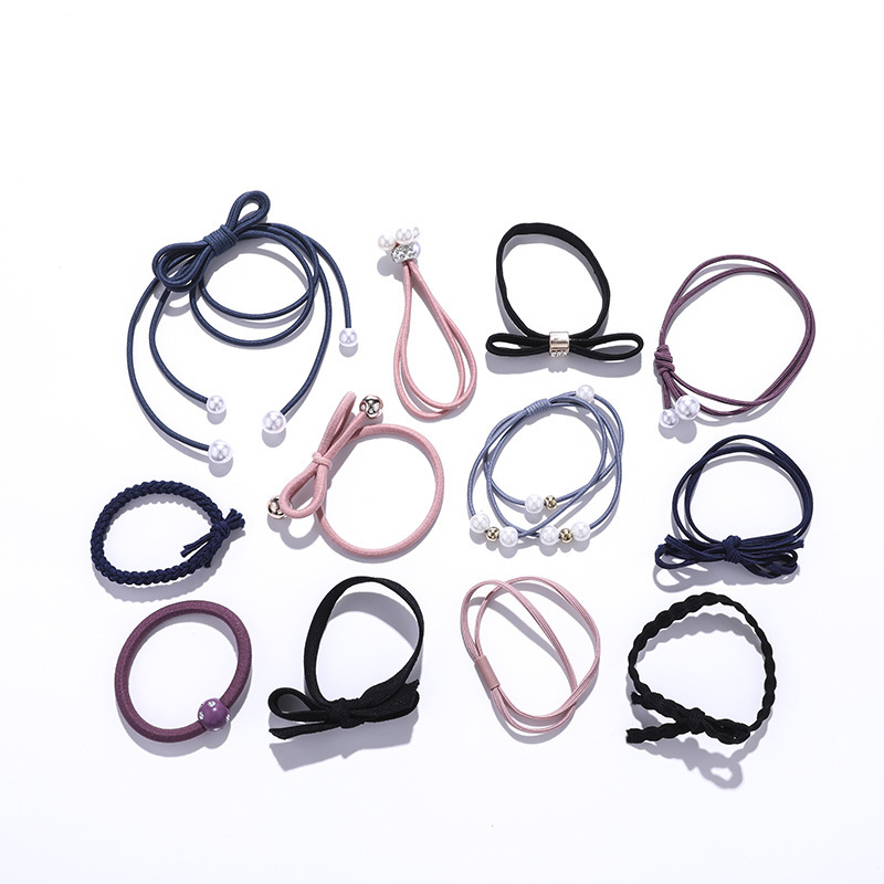 Set 12 Dây Buộc Tóc Co Giãn Chất Lượng Cao Kèm Hộp Đựng