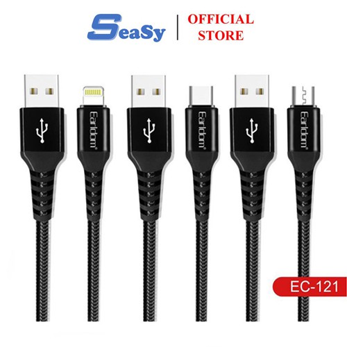 Dây sạc Earldom EC-121 1M, cáp dù siêu bền cho điện thoại iPhone/ Samsung/ Oppo/ Xiaomi