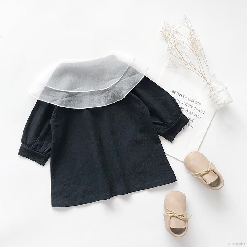 【dudubaba】Spring/Autumn Baby Girls Fashion Casual Long Sleeve Solid Color Dresses 2~8 Years Old