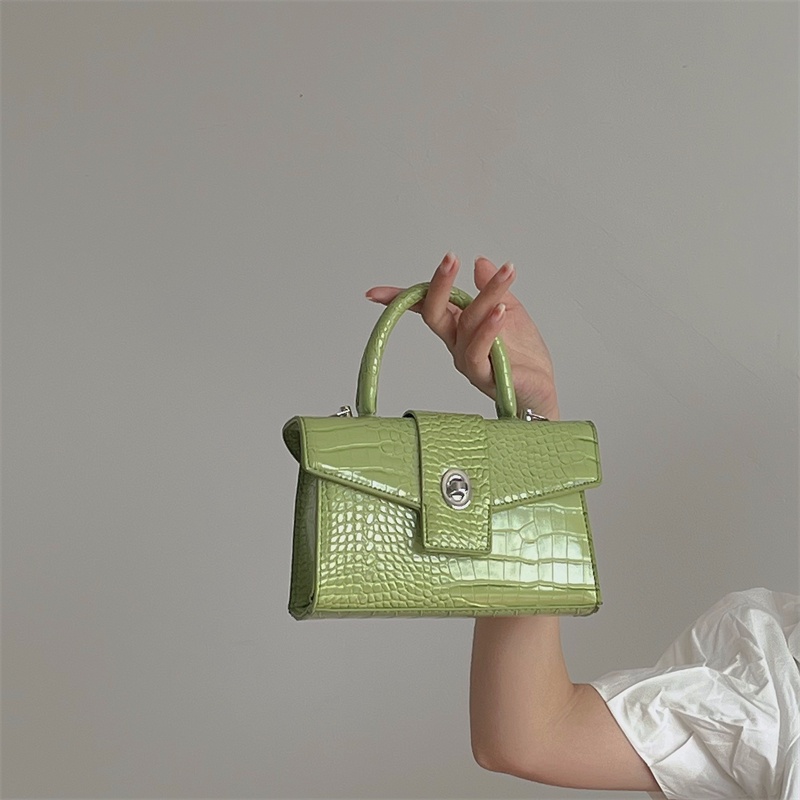 Túi Đeo Chéo Vai Hình Vuông Nhỏ Vân Da Cá Sấu Có Khóa Chất Lượng Cao 2022 Mới Cho Nữ