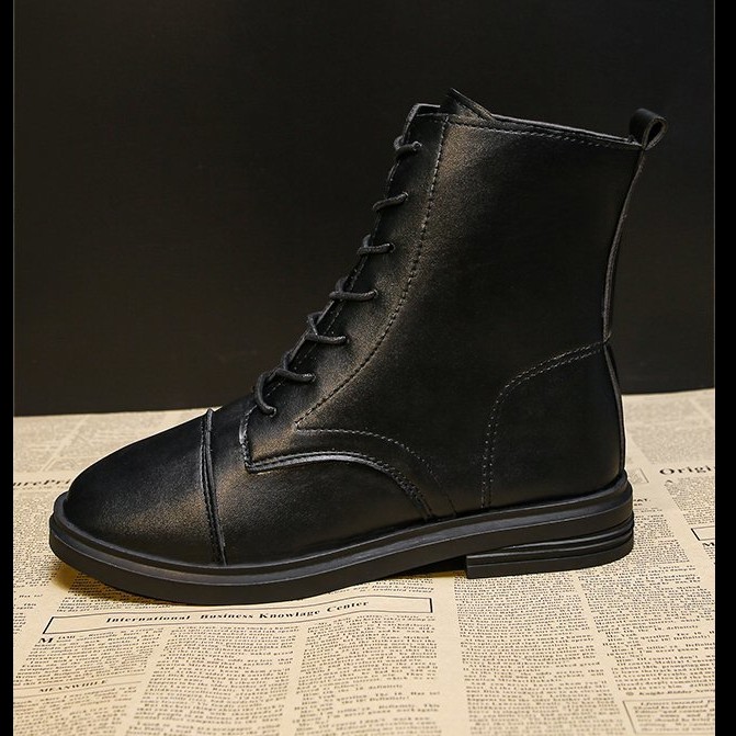 Giày Bốt Martin Cổ Cao, Đế 3cm, Chất Liệu Da Phong Cách Thời Trang Anh Quốc Cho Bạn Nữ Năng Động - Mã B151