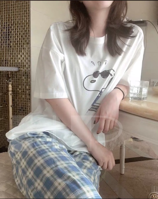 Sét cún đeo kính + quần kẻ xanh THU976