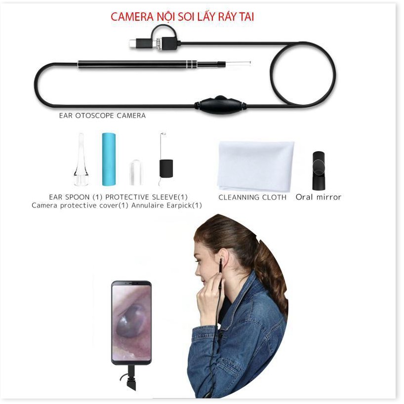 Camera nội soi y tế, Camera nội soi tai, mũi, họng - Máy lấy ráy tai HD Visual Earwas Clean Tool cho hình ảnh sắc nét, s