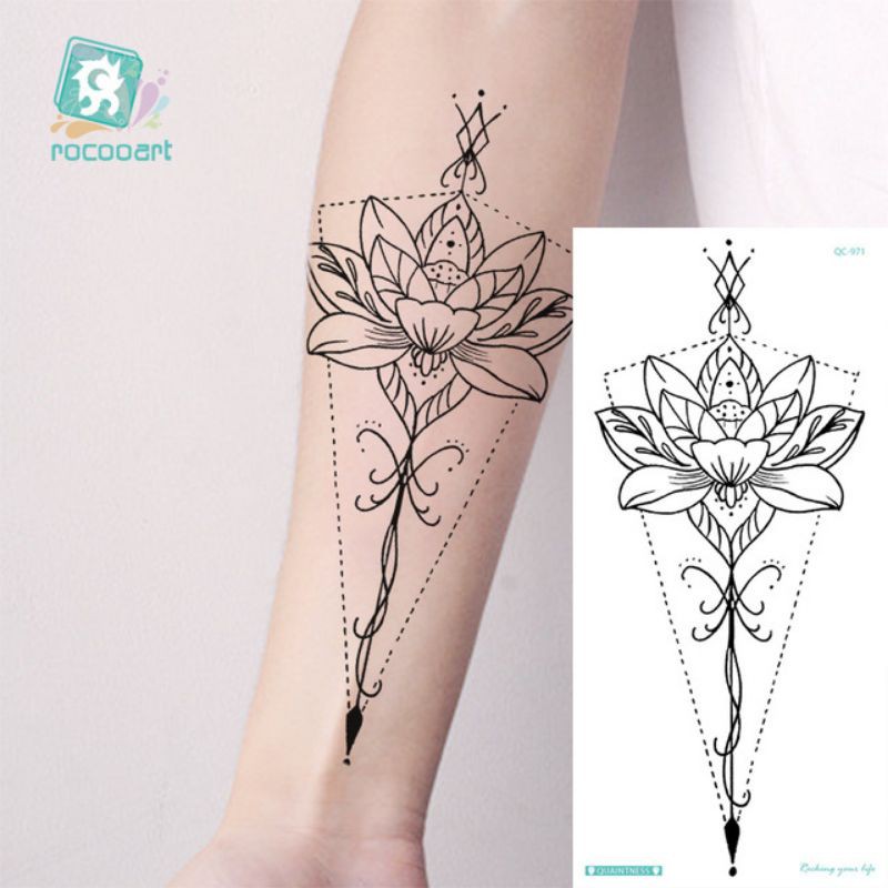 Hình xăm tatoo hoa sen size vừa xqb058