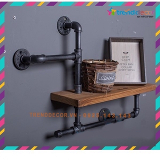 kệ treo tường chất liệu gỗ và ống săt bền đẹp trang trí phòng sáng tạo, độc, lạ TRENDDECOR.vn