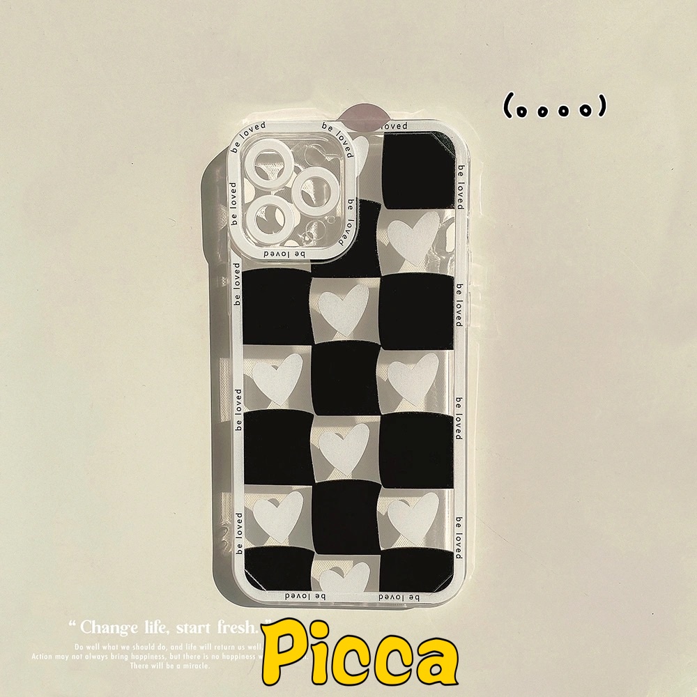 Ốp điện thoại TPU mềm hình ca rô trái tim thích hợp cho iPhone 7 8 Plus Xs Max Xr 12 11 13 Pro Max X 6 6S Plus Se 2020