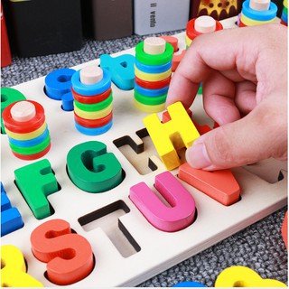 Đồ chơi bảng học số Montessori và chữ cái tiếng anh đa năng cho bé