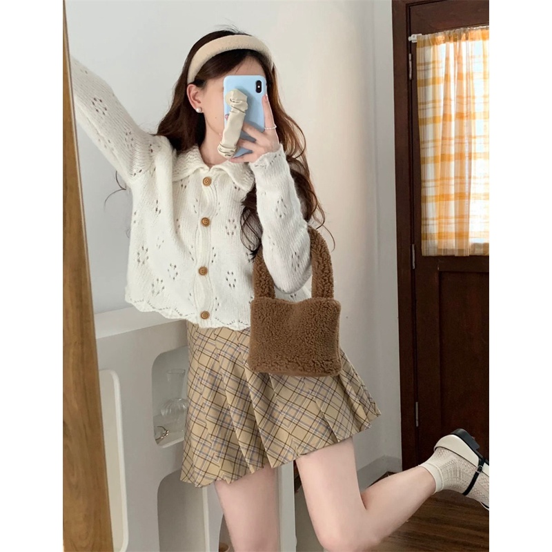 Áo Len Tay Dài Dáng Rộng Thiết Kế Đục Lỗ Thời Trang Hàn Quốc