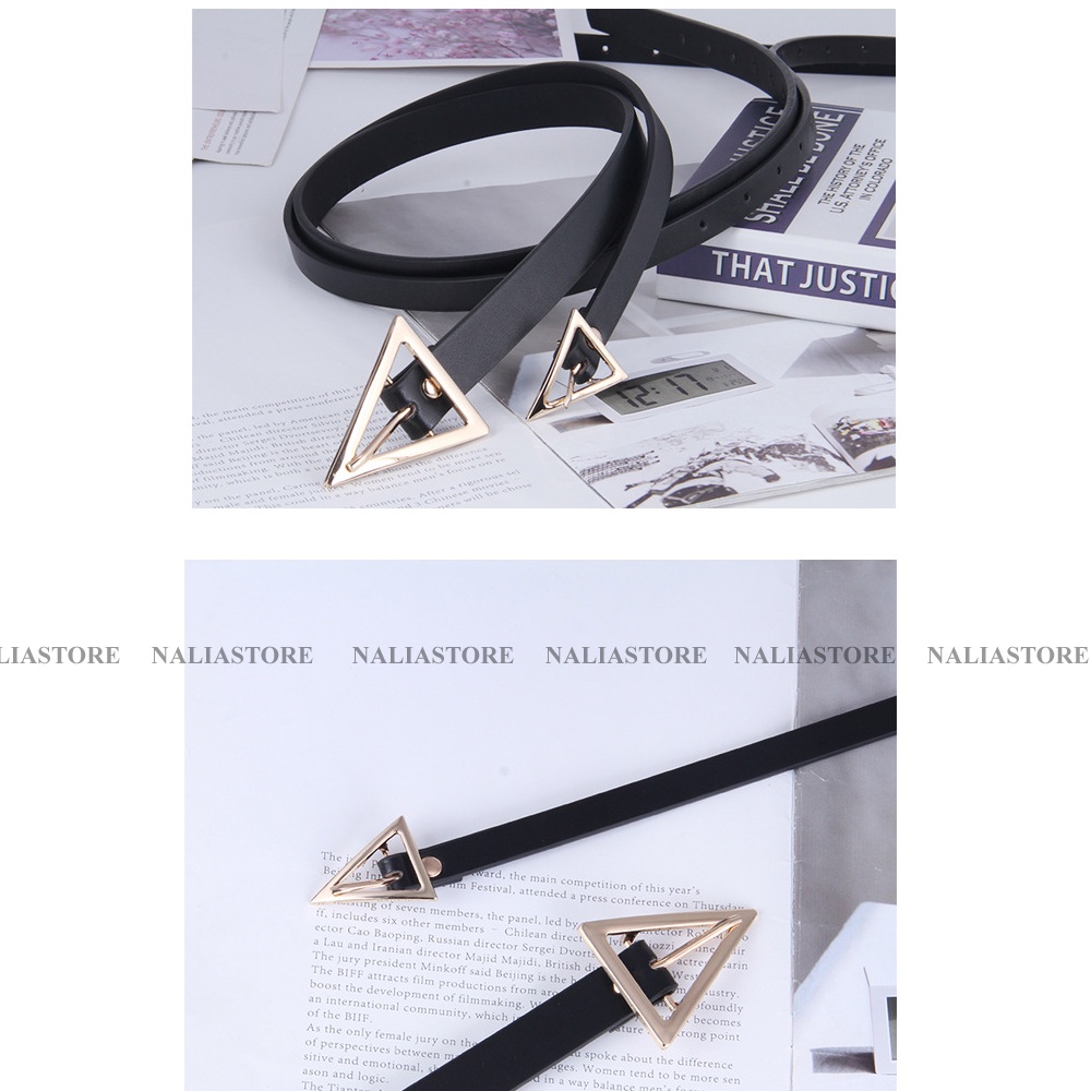 Đai váy TAM GIÁC size 1.1cm nhỏ xinh nalia store - belt thắt lưng nịt váy da nhỏ mặt tam giác vàng có đục lỗ mã TLNA4